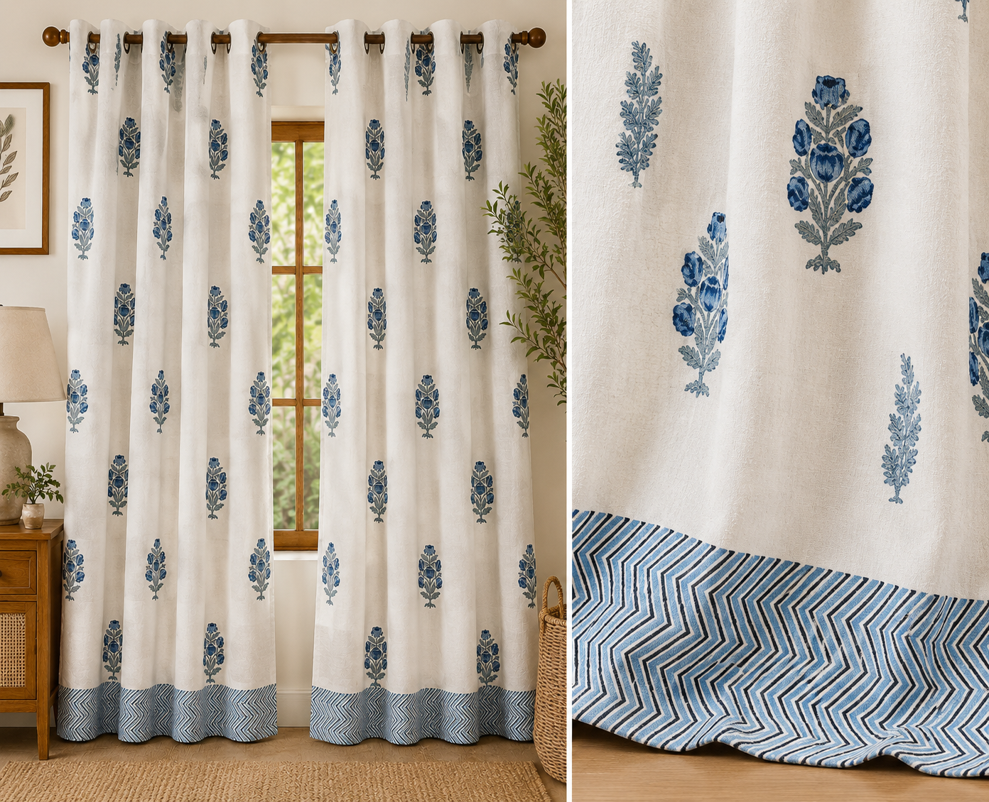 HAND BLOCK PRINT CURTAIN (PAIR)