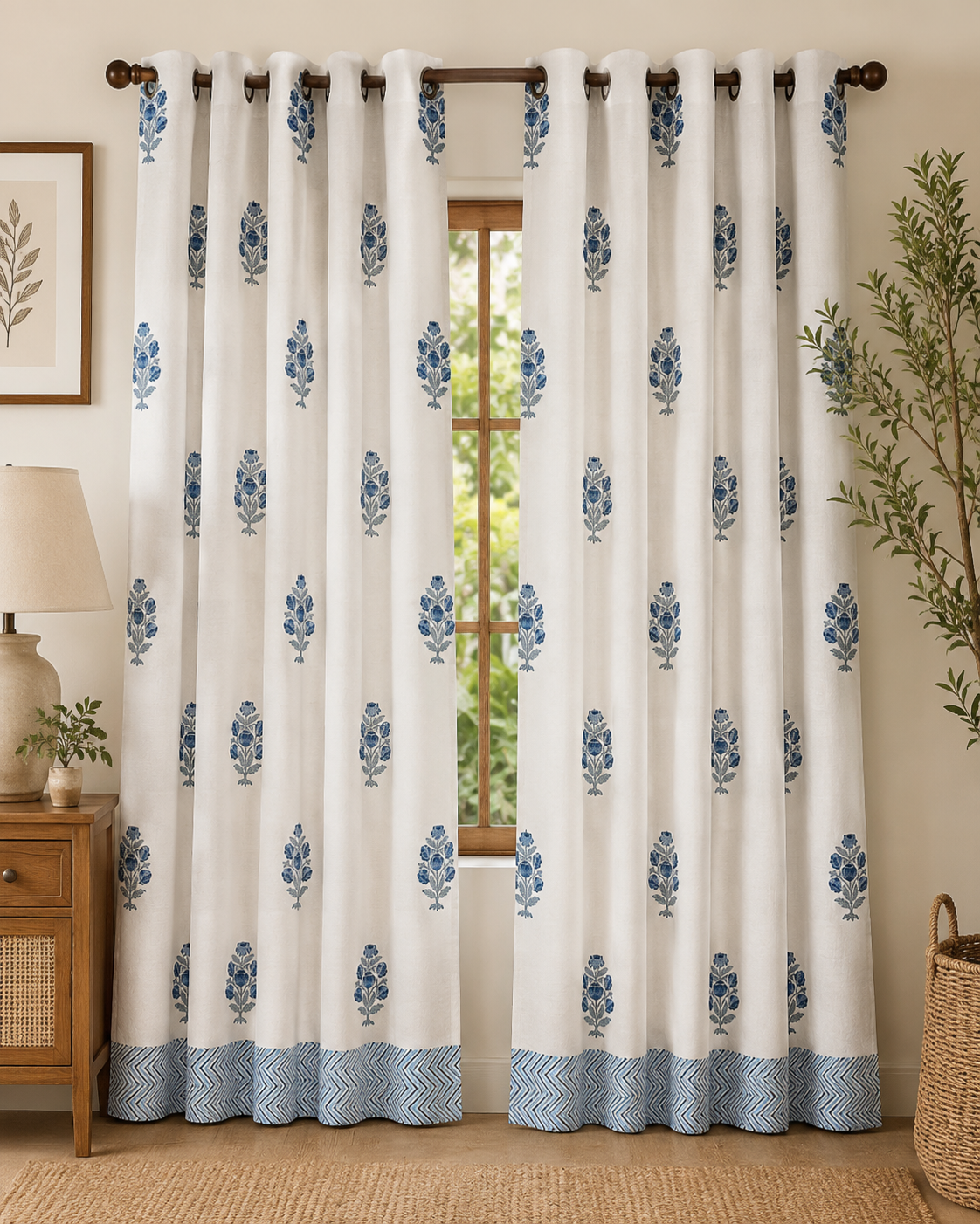 HAND BLOCK PRINT CURTAIN (PAIR)